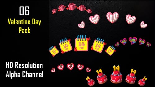 Animated 3D Valentine's Day Celebration Elements Pack