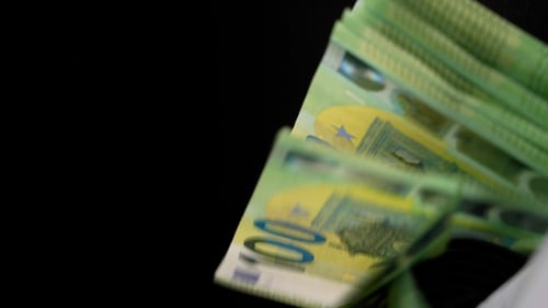 Money Counting Machine Sorts Euro Banknotes