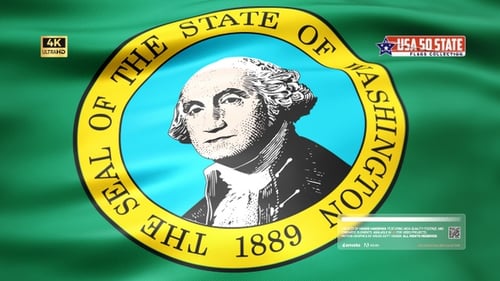 Realistic Waving Flag Animation of Washington State Seal