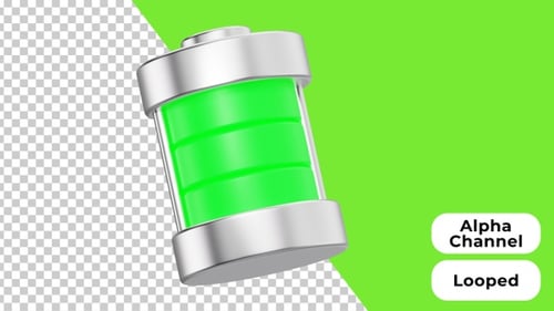3D Animated Full Battery | Alpha Channel