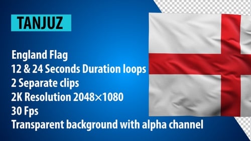 England Flag Waving Loop with Alpha Channel for National Events