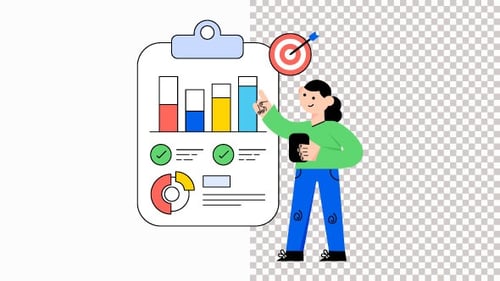 Business Data Analysis and Presentation Flat Design Animation