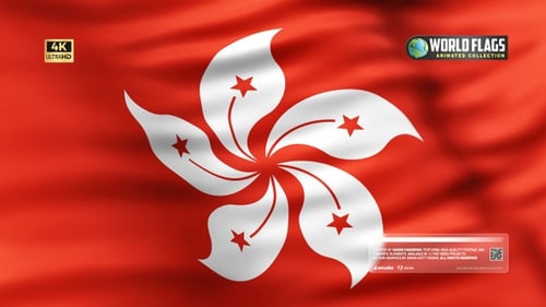 Hong Kong Flag Waving Seamless Loop Animation