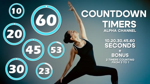 Clean Digital Countdown Timers for Fitness and Sports Videos