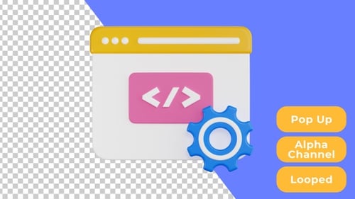 3D Pop Up Animation of Web Development | Design and Development | Alpha Channel