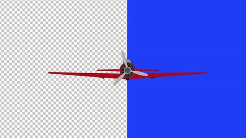 Altes Flugzeug, Flugstall, Vorderansicht, Animation, Alpha Looped