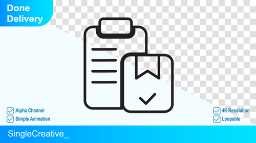 Flat Design Animated Clipboard and Delivery Package Icon