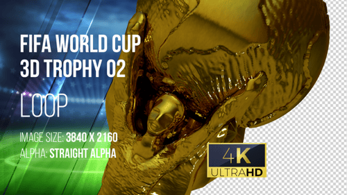 3D Golden World Cup Trophy with Fluid Animation