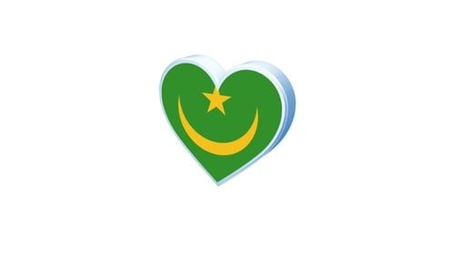 Rotating 3D Mauritania Flag Heart Animation