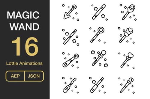 Minimalist Animated Magic Wand Icon Pack