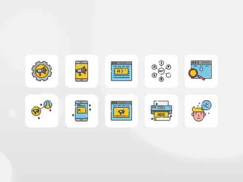 Animated Digital Marketing and Technology Icons Set