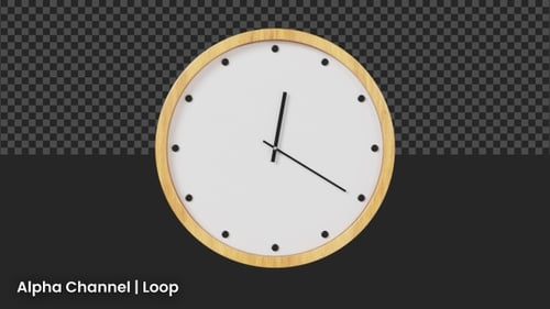 3D 24-Hour Minimalist Wood Clock Animation | Alpha Loop