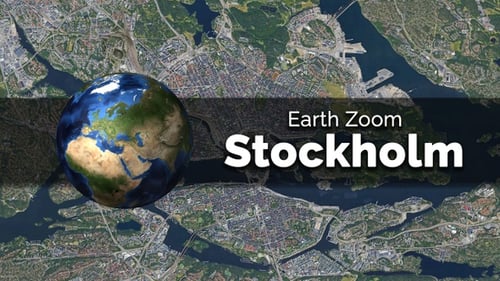 Stockholm (Sweden) Earth Map Zoom to the City from Space