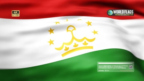 Realistic Waving Flag of Tajikistan Seamless Loop