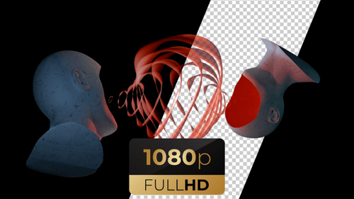 Abstract Human Heads Expressing Emotion with Dynamic Red Energy