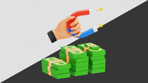 3D Animation of Money Increase | Alpha Channel