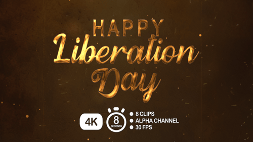 Golden Fluid Text Write-On: Happy Liberation Day Title Animation