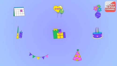 Animated Birthday Celebration Icons Collection