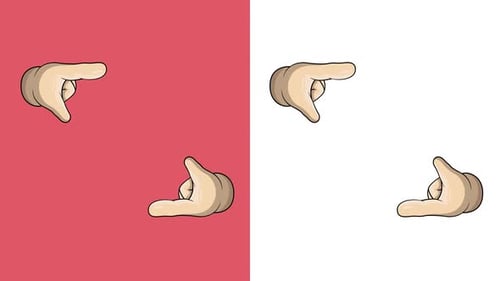 Pack Of 2 Hand Animations making a Square On Alpha And White Loop