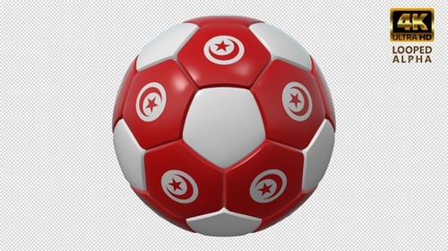 Rotating 3D Tunisia Flag Soccer Ball Loop