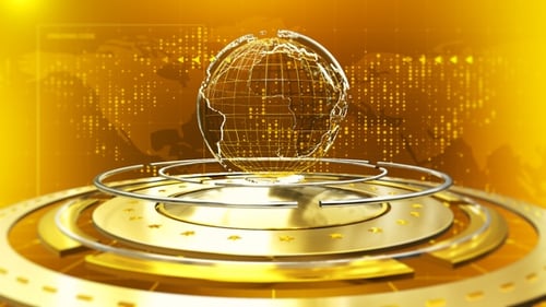 Golden Rotating Globe Broadcast News Opener