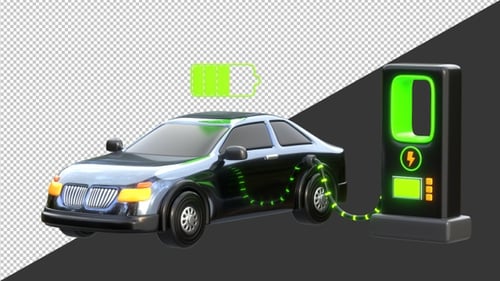 Animated 3D Electric Car Charging Loop