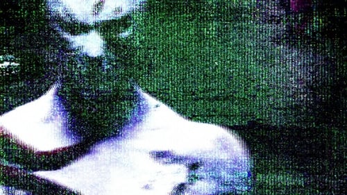 4k TV Glitch. Creepy Man