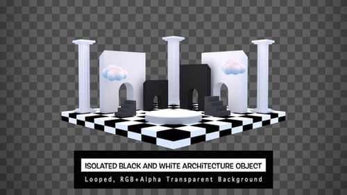 Modern 3D Abstract Display Stage with Columns and Clouds Animation