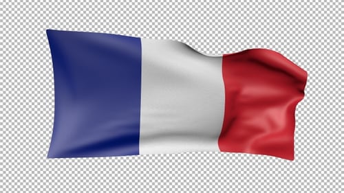 Waving French Flag Motion Graphic Isolated