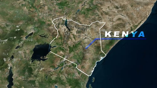 Modern Map Zoom to Kenya with Country Outline Reveal