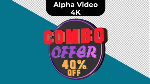 Animated Retro 3D Combo Offer 40 Percent Off Badge