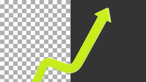 Animação 3D de Rising Graph Arrow | Alpha Channel