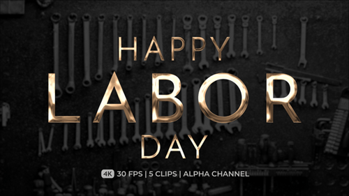 Happy Labor Day Golden Text Animation