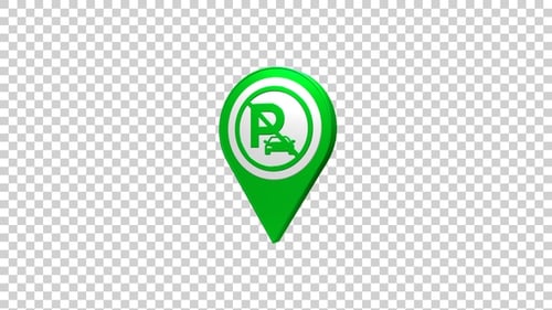 Green 3D No Parking Map Pointer Animation