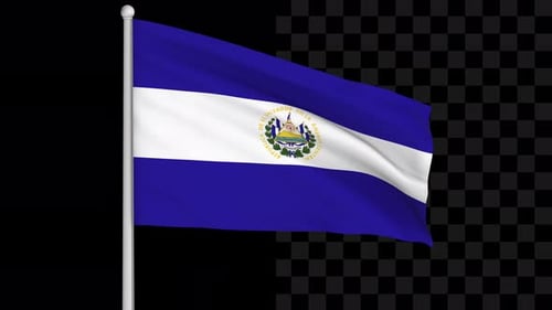 El Salvador Flag Realistic Waving Animation