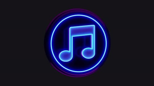 Neon Blue Music Note Icon Animation