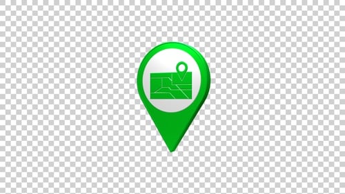 Rotating 3D Green Map Location Pin Icon