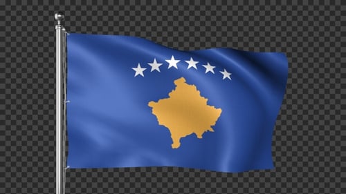 3D Realistic Waving Kosovo National Flag Loop