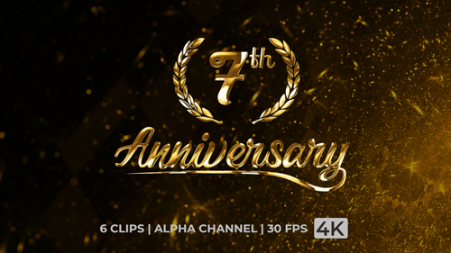 Golden Elegant 7th Anniversary Text Animation