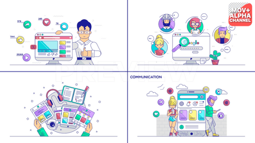 Flat Design UI and Social Media Digital Marketing Animation Pack