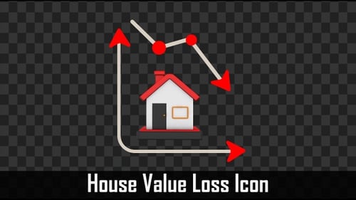 3D House Property Value Decline Chart Animation