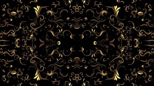 Elegant Golden Ornate Swirls Motion Background Loop