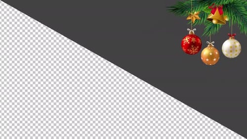 Animated Christmas Border with Ornaments and Pine Branches