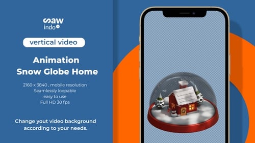 3D Animation Snow Globe 4 K Loop Transparent Vertical