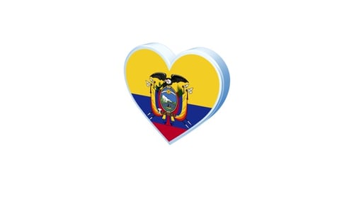 Animated 3D Ecuador Flag Heart Rotating Loop