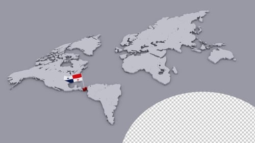 Bandera de Panamá en mapa mundial extruido