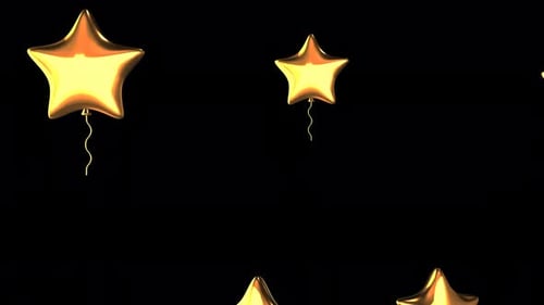 Elegant Golden Star and Oval Balloons Rising Upward