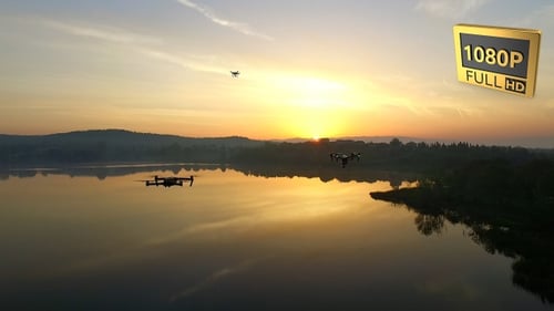 Drones Flying Over The Lake 30