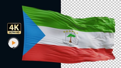 Equatorial Guinea National Flag Realistic Waving Loop