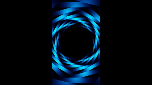 Vertical video blue geometric spiral tunnel loop animation background
